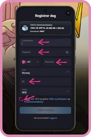 Opprett konto